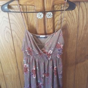 Floral light brown dress